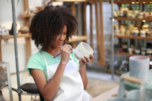 A young small business owner at work